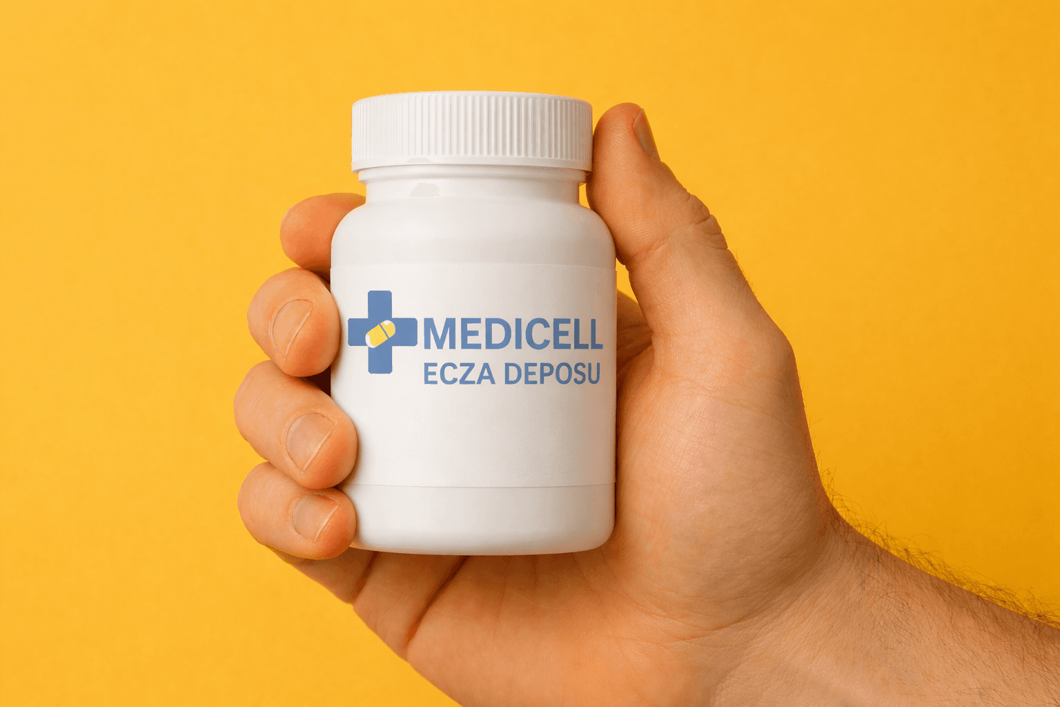 İlaç ürünleri kutusu tutan bir erkek.